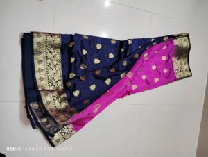 Elegant Blue &amp; Pink Saree