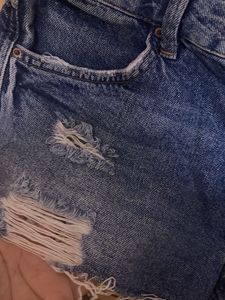 Topshop Moto Low Waist Shorts Denim