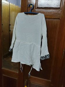 White Peacock Feather Top