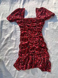 Brand New (Urbanic)Red Floral Gathered Sheath Dres