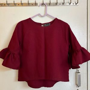 Red Bell Sleeves Top