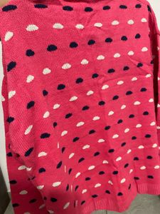 Pink Polka Dot Knit Sweater