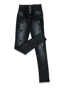 Distressed High-Waisted Black Jeans