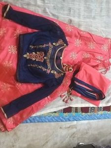 Red &amp; Gold Foil Print Ethnic Skirt