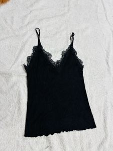 Black Lace Trim Cami Top