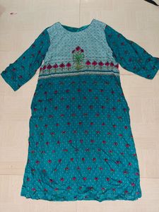 Teal Floral Print Kurti