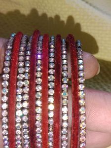 red and silver colour bangles