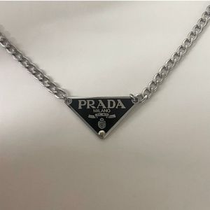 PRADA Inspired Black Silver Chain Necklace