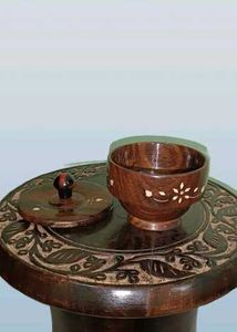 New Hand Carved Wooden Bowl with Lid