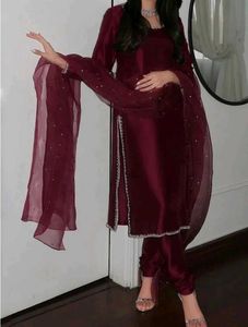 Maroon Embellished Kaftan
