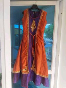 Orange & Purple Embroidered Dress
