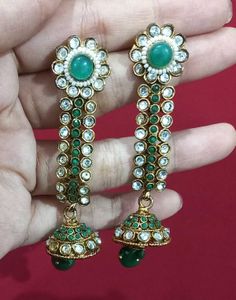 Emerald Jhumka Earrings