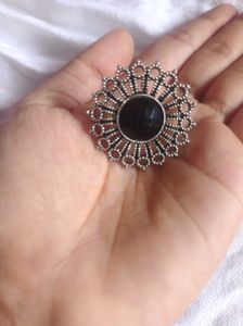 Vintage Style Brooch - Black Stone Center