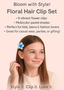 10 pcs Medium Size Colorful Flower Hair Claw Clips