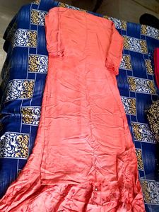 Orange Kurta And Skirt Attached Kurti🔥