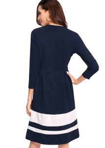 Amazon New Navy Fit Flare Dress(FREE FLOWER CLIP)