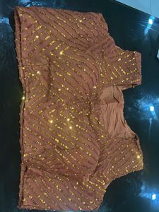 Not Used Sequined Blouse with Attached Sleeves