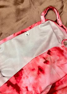 Red Tie-Dye Midi Slip Dress