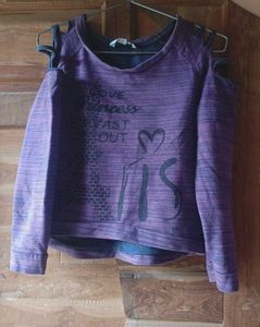 Purple Graphic Cutout Top