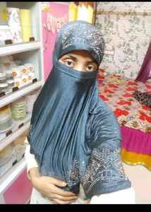 Blue Rhinestone Embellished Hijab