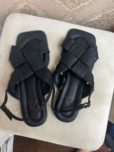 Chic Black Woven Sandals