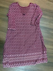 Maroon Printed Kurta