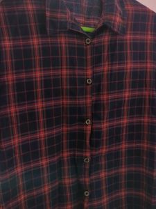 Women Checkerd Red Shirt