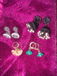 Earrings multicolor Jhumkas Set of 4