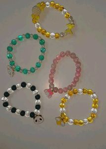 Beaded Charm Bracelets - Set of 5