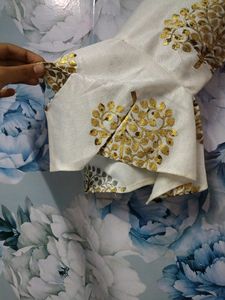 Off White Kurti With Golden Kota Patti Design