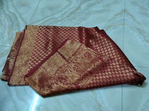 Elegant Maroon Banarasi Saree