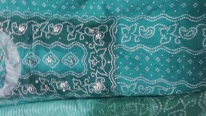 Teal Bandhani Dress Material