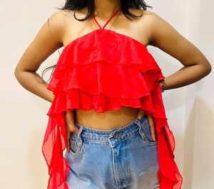 Red Ruffled Top