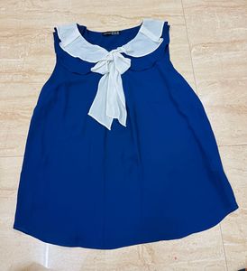 Blue Top With Bow Collar 🎀