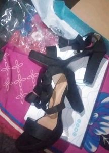 Black Lace Block Heels