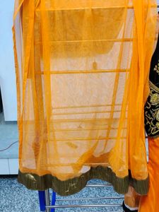 Orange &amp; Black Anarkali Suit