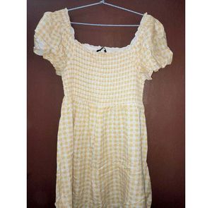 COMBO Yellow gingham &amp; Purple Ribbed Crop Top