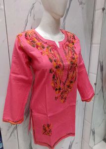 Lakhnavi Hand Embroidery Short Kurti