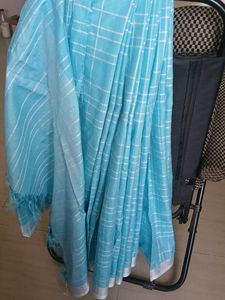 Elegant Blue Cotton Saree with blouse