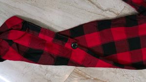 Red &amp; Black Plaid Shirt long top