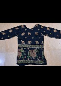 Jaipuri Black Top For Girls