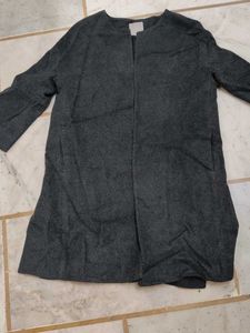 Elegant Gray Open-Front Coat