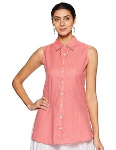 Pink Sleeveless Button Down Top