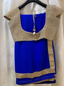 Royal Blue Saree with stiched heavy blouse
