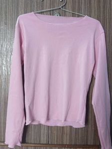 Pink Ribbed Long Sleeve Top
