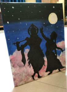 LORD KRISHNA AND RADHA CANVAS PAINTING 🎨