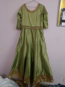 Green &amp; Gold Anarkali Suit