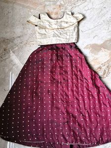 Tissue Colour Top And Skirt