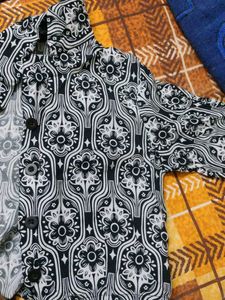 Floral Black and White Button Down Shirt