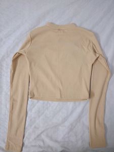 Cute Beige Cutout Top